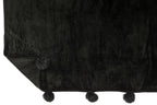 J-Line plaid Pompom - polyester - zwart - 170 x 130 cm