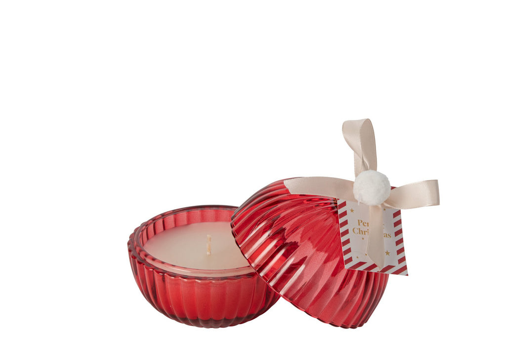 J-Line Kerstbalkaars - glas - kerstrood - medium