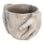 Bloempot 25x18x17 cm Grijs Steen Handen Bloempot Binnen
