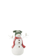 J-Line Sneeuwman Vogels Resine Rood/Green Small