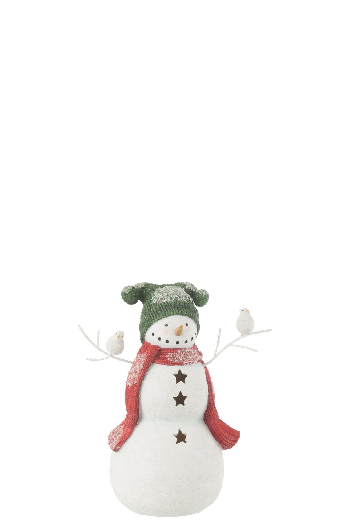 J-Line Sneeuwman Vogels Resine Rood/Green Small