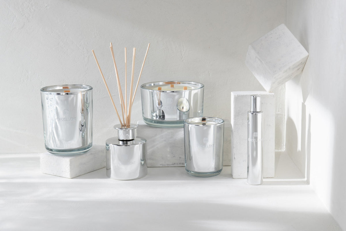 J-Line geurkaars Excellent - Cotton Candy - glas - zilver - S - 50U