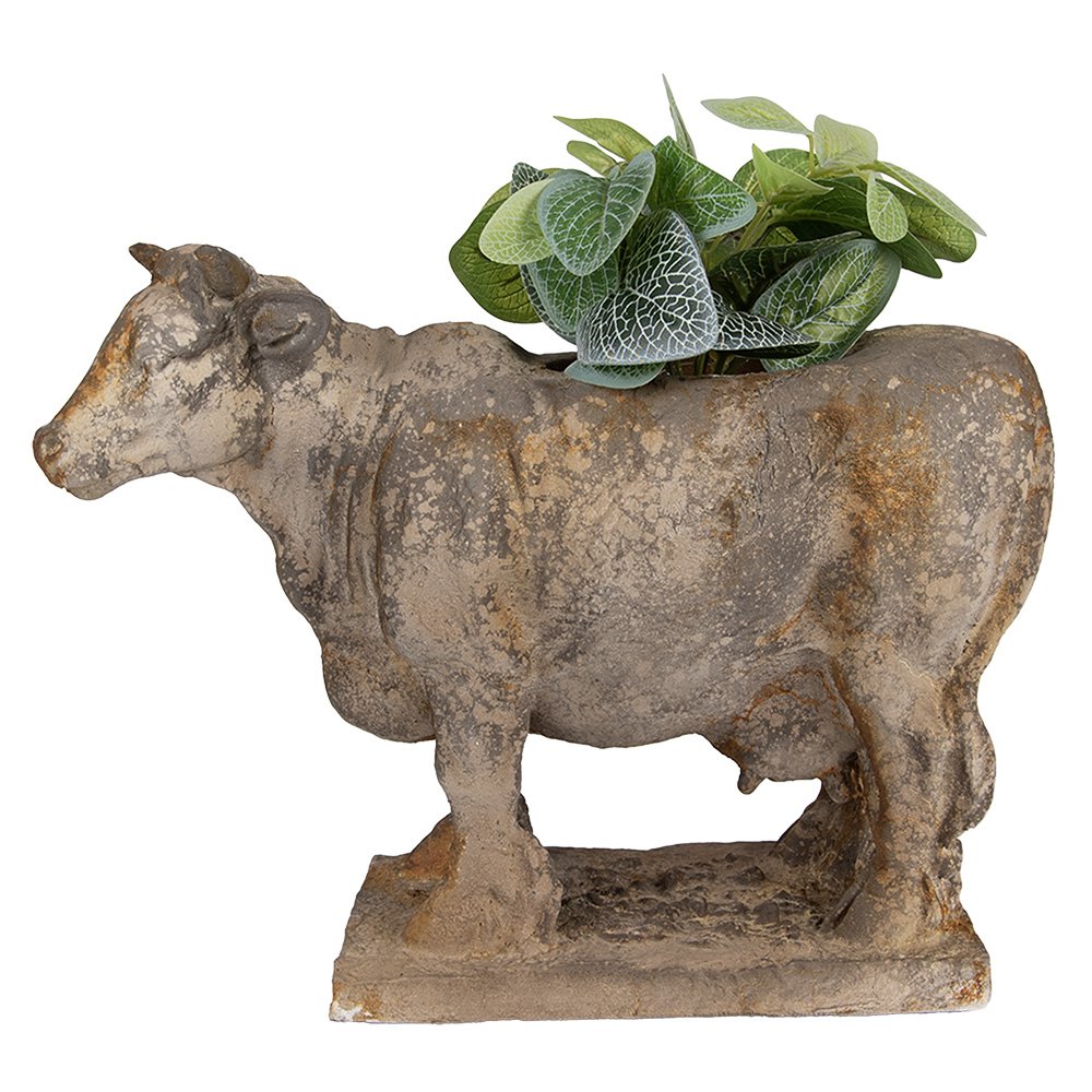 Bloempot Koe 36x15x28 cm Grijs Keramisch materiaal