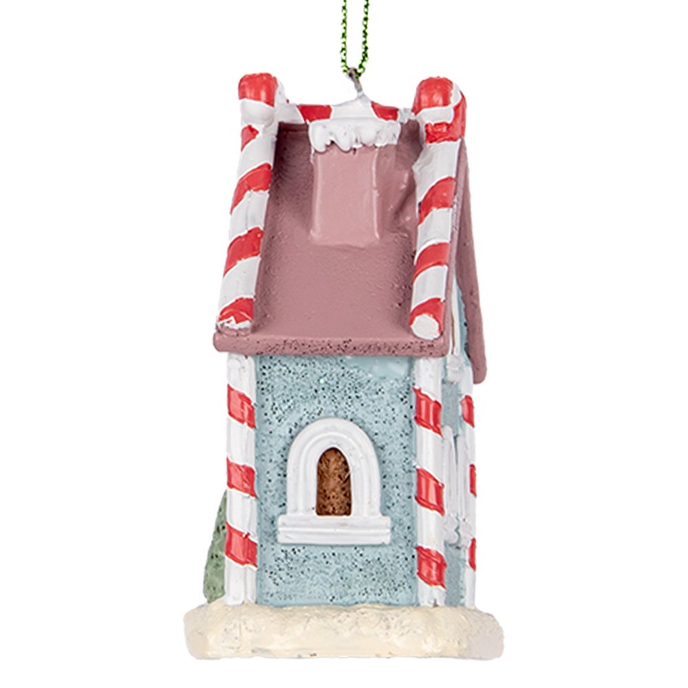 Kersthanger Gingerbread house 6x4x8 cm Blauw Kunststof