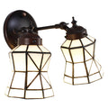 Wandlamp Tiffany 30x23x23 cm Wit Bruin Glas Muurlamp