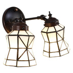 Wandlamp Tiffany 30x23x23 cm Wit Bruin Glas Muurlamp