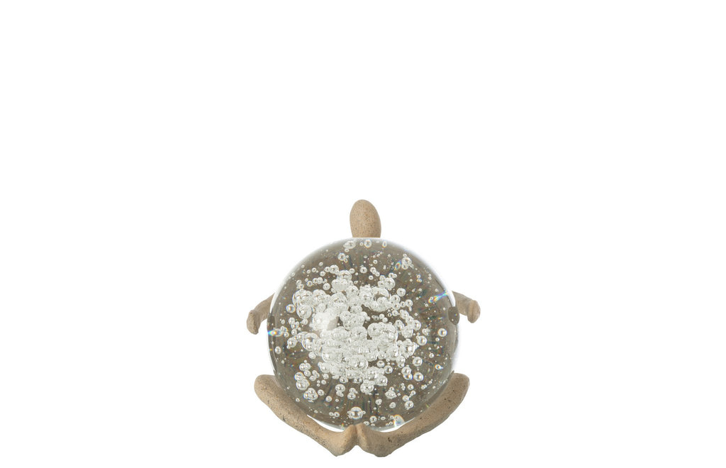 J-Line Beeld Bal Resin/Kristal Beige