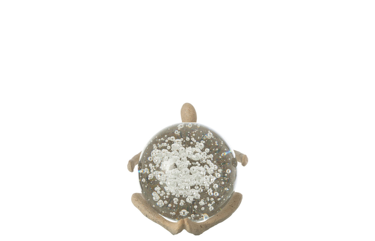 J-Line Beeld Bal Resin/Kristal Beige