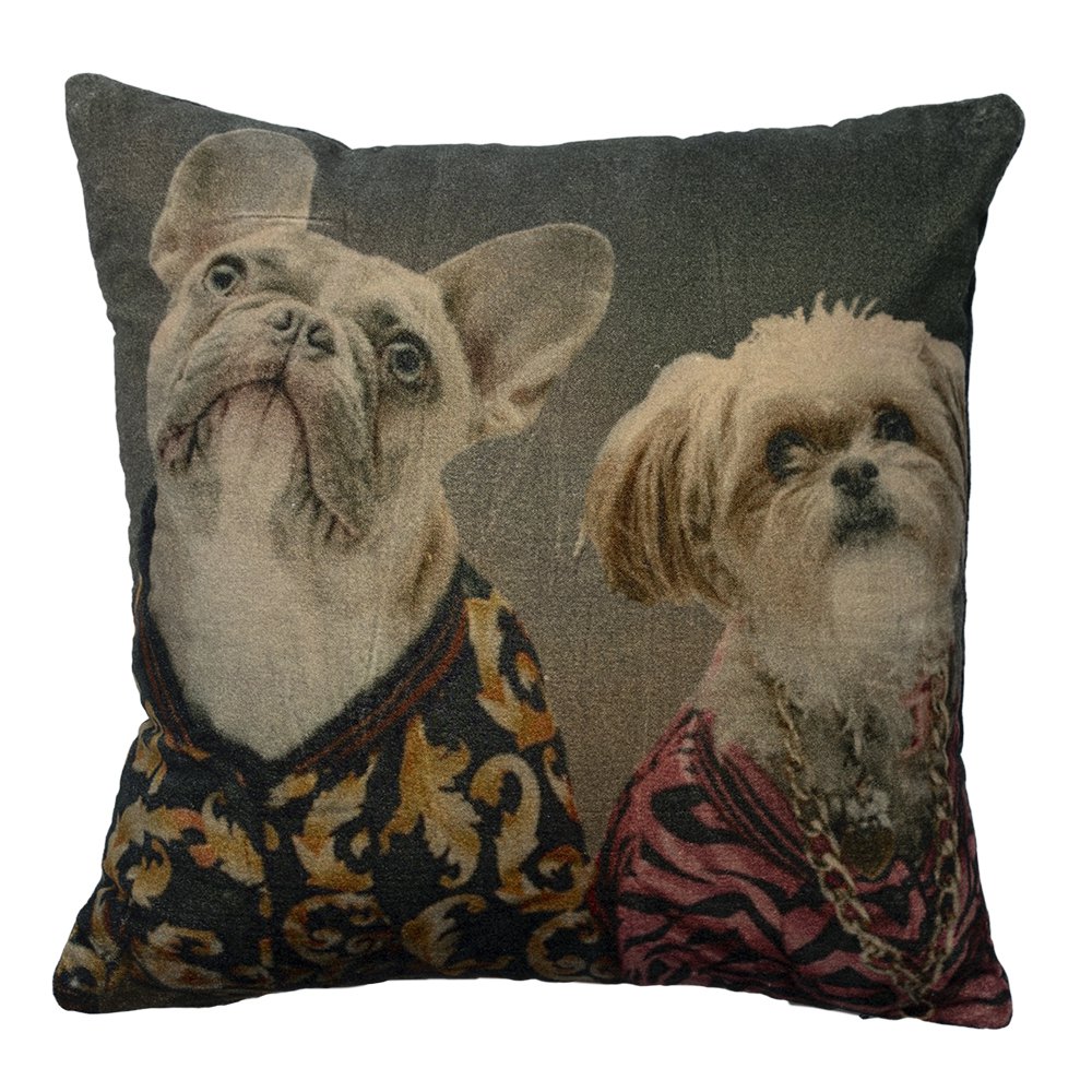 Kussen fluweel preppy honden 45x45cm*