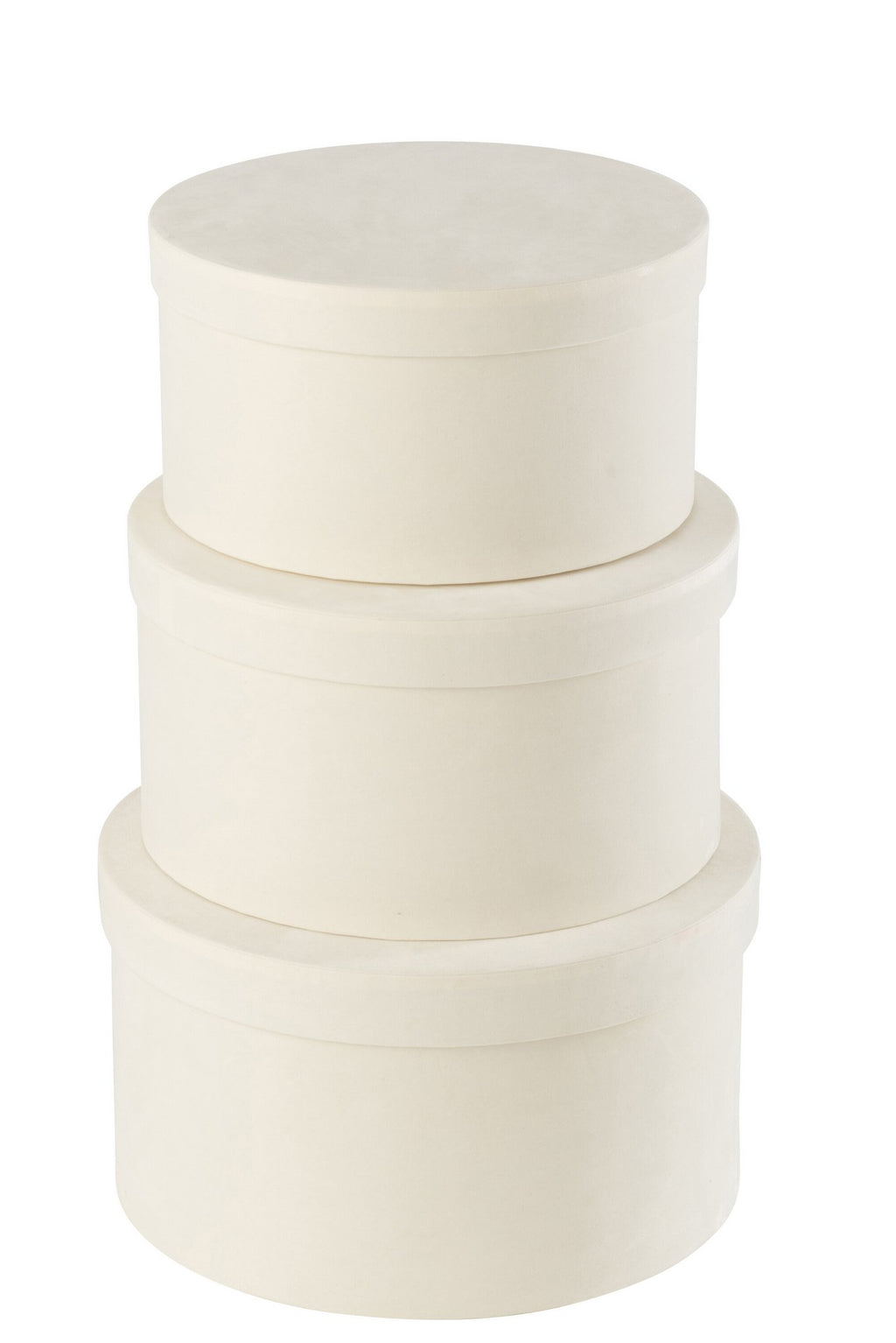J-Line doos Rond Plat - fluweel/papier - wit - 3 stuks