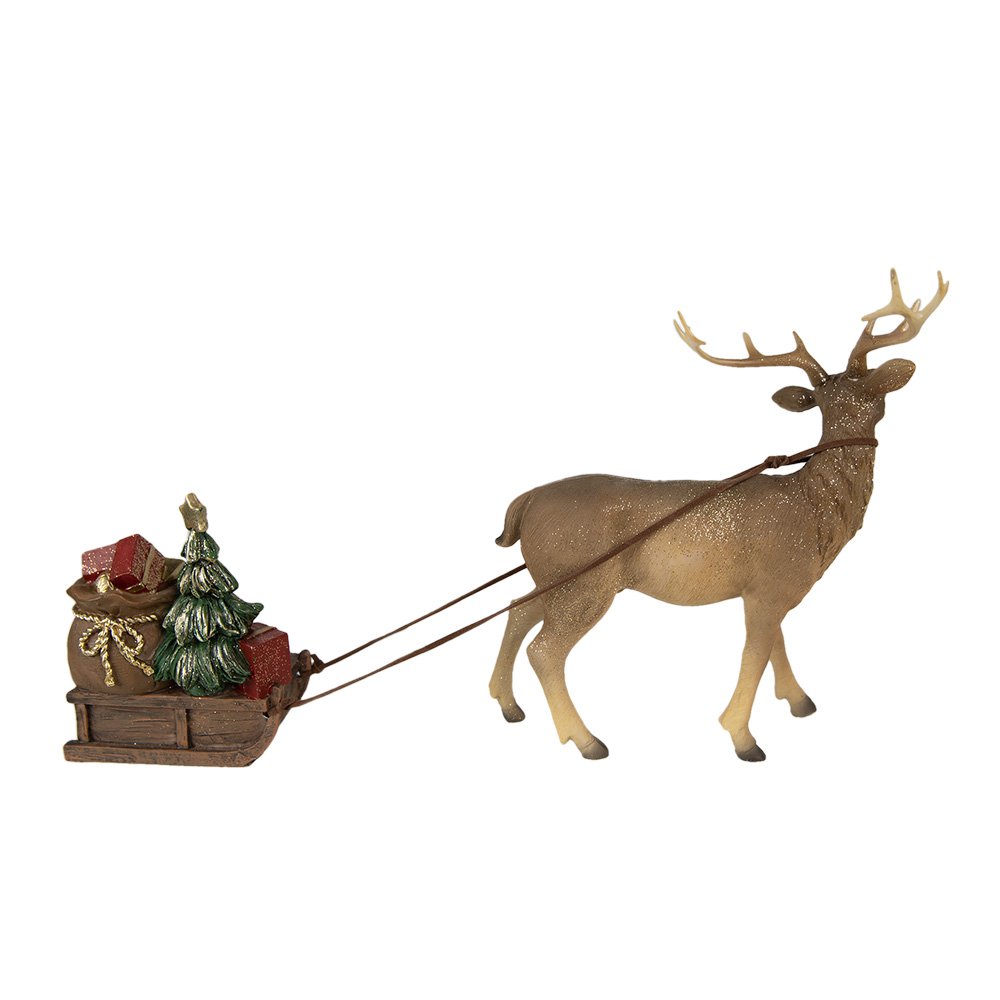 Beeld Hert 30x9x20 cm Bruin Polyresin Kerstdecoratie