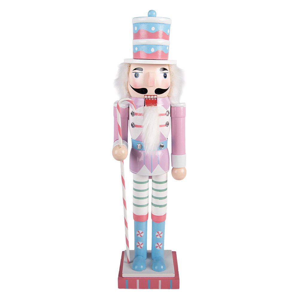 Kerstdecoratie Beeld Notenkraker 8x7x25 cm Roze Hout