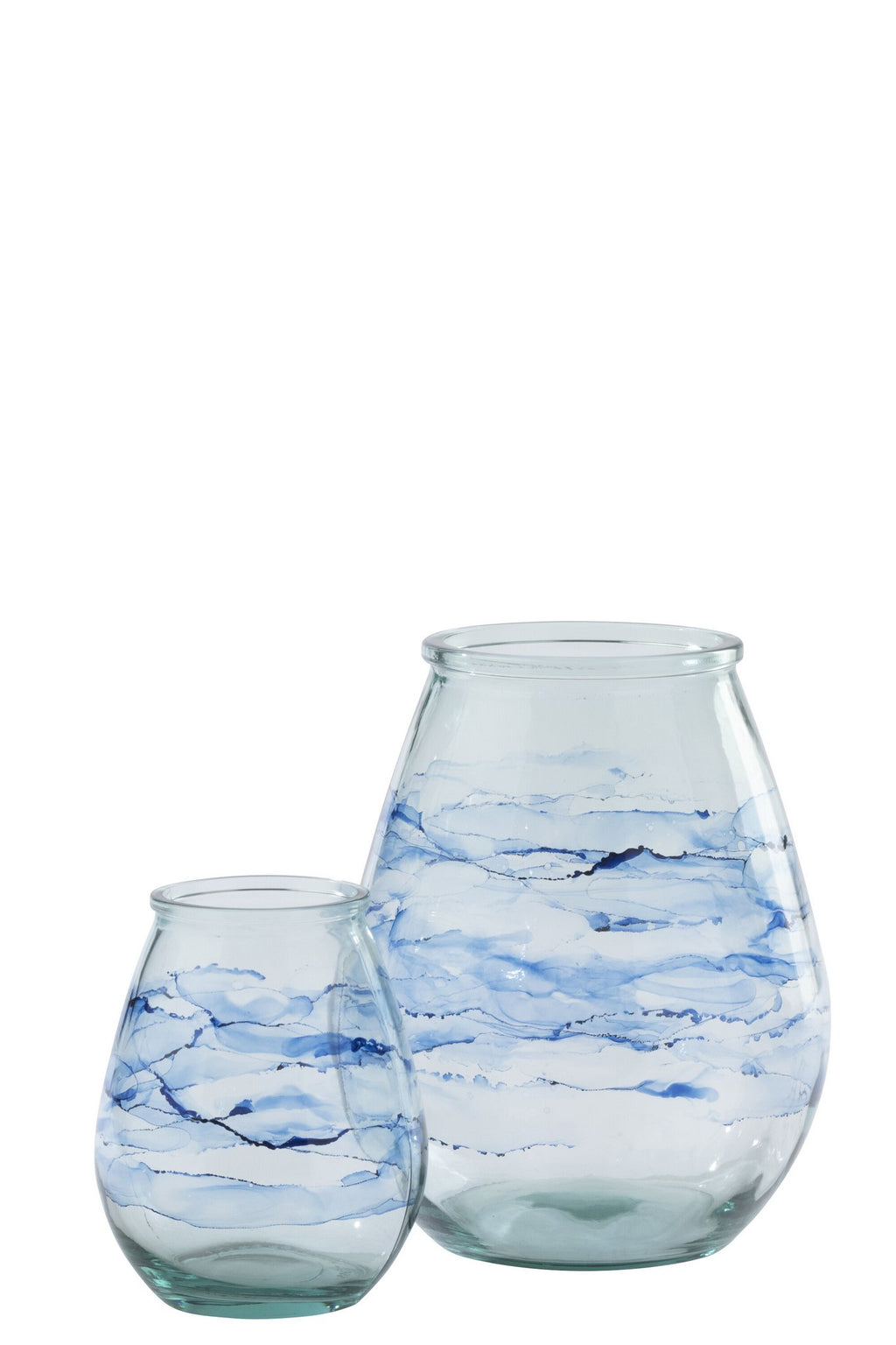 J-Line windlicht Golf - glas - blauw