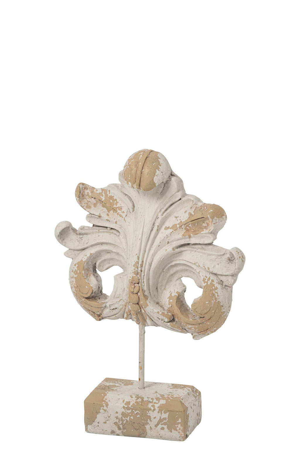 J-Line Fleur-de-lis op voet voor buiten - magnesium - ecru/beige