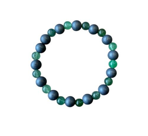 Dames armband Aventurijn 6 mm en matte Hematiet 8 mm