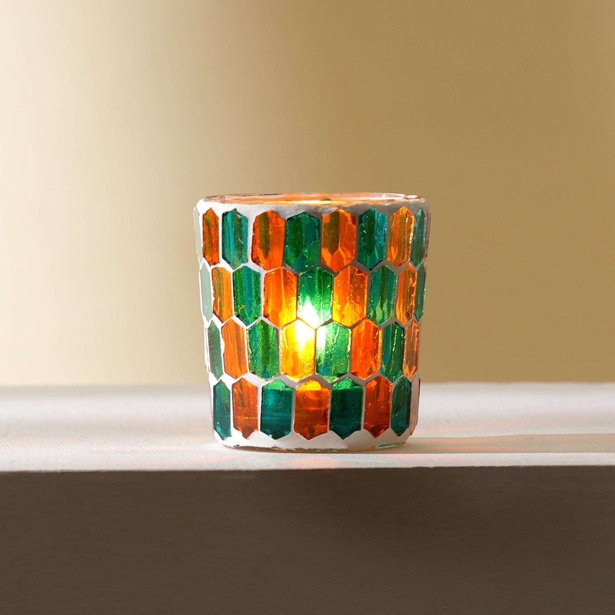 Kaarshouder - Rond mozaïekglas - Handgemaakt decoraccent
