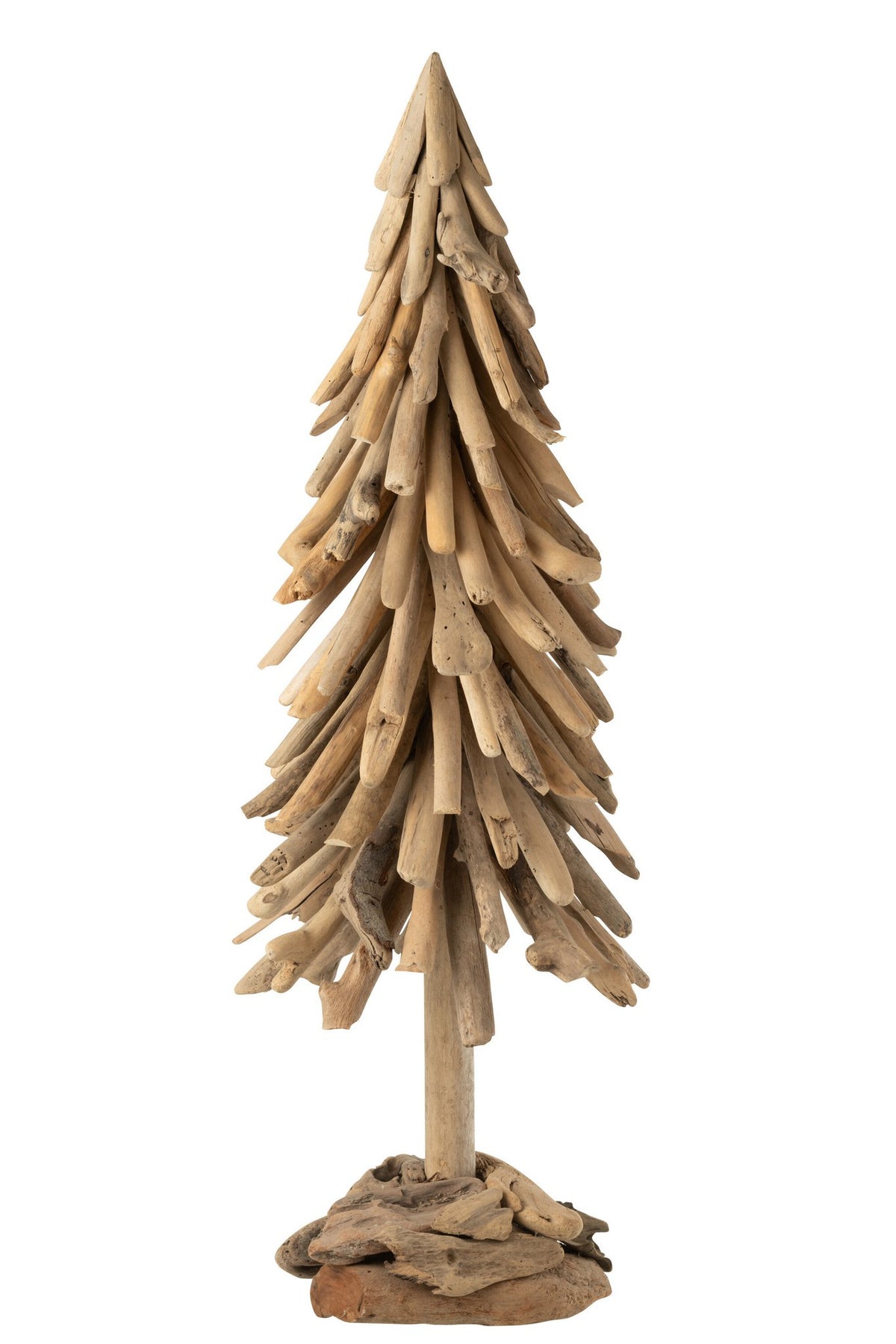 J-Line decoratie Kerstboom op voet - hout - naturel - extra L