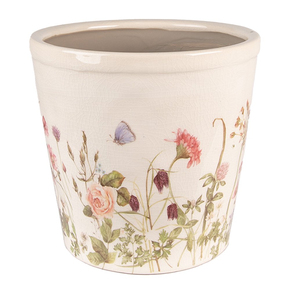 Bloempot Ø 21x19 cm Roze Beige Keramiek Bloemen Bloempot Binnen