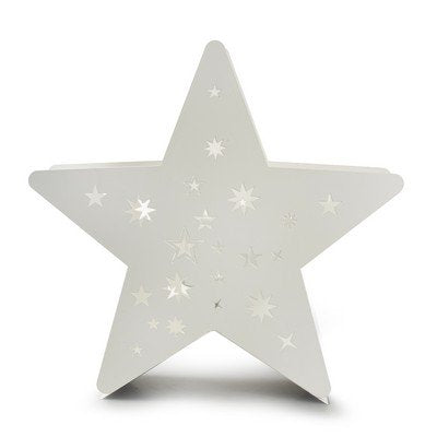 Metalen ster met glas 'babs' wit 40x40x10 cm