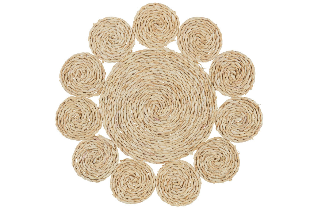 J-Line Rond Bloem placemat - jute - naturel