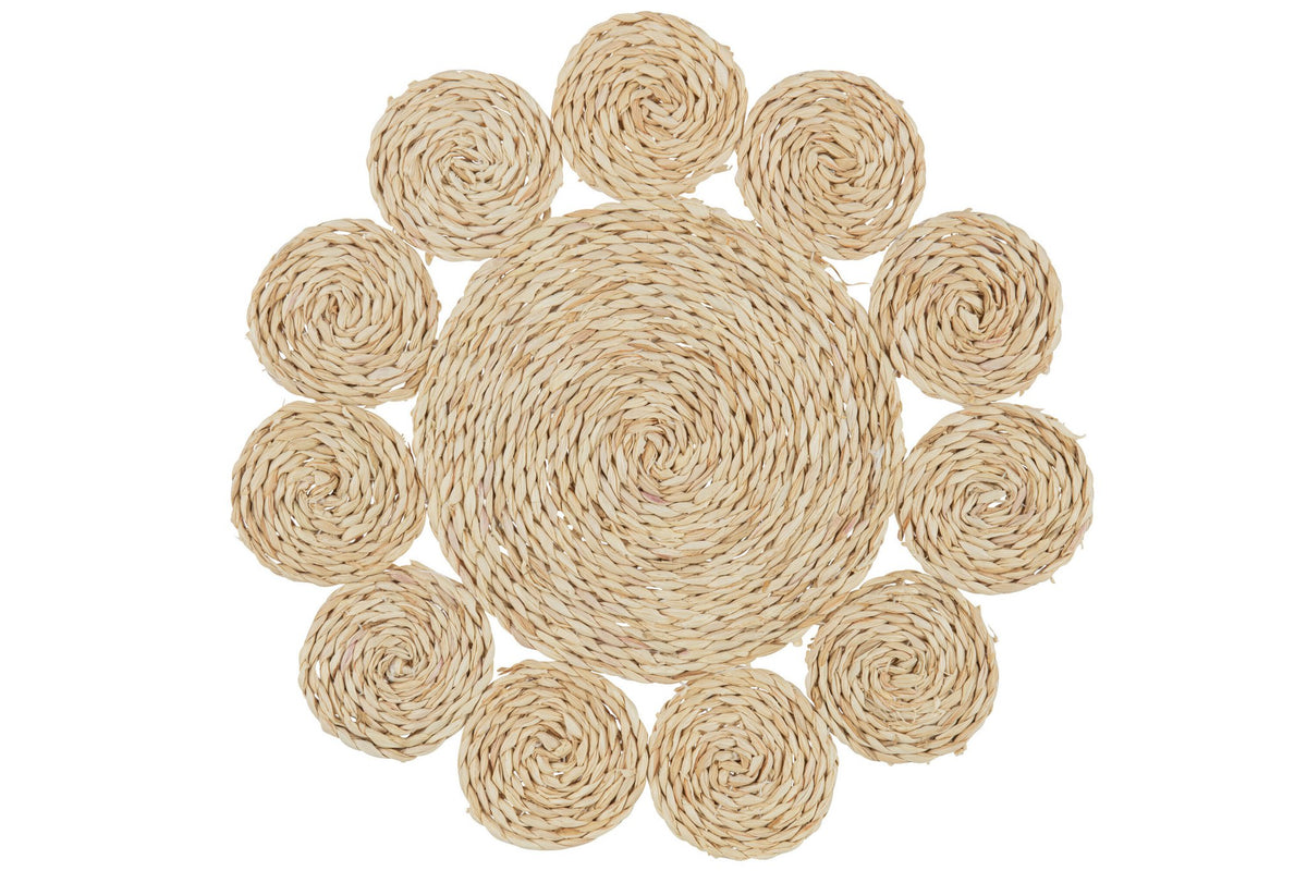 J-Line Rond Bloem placemat - jute - naturel