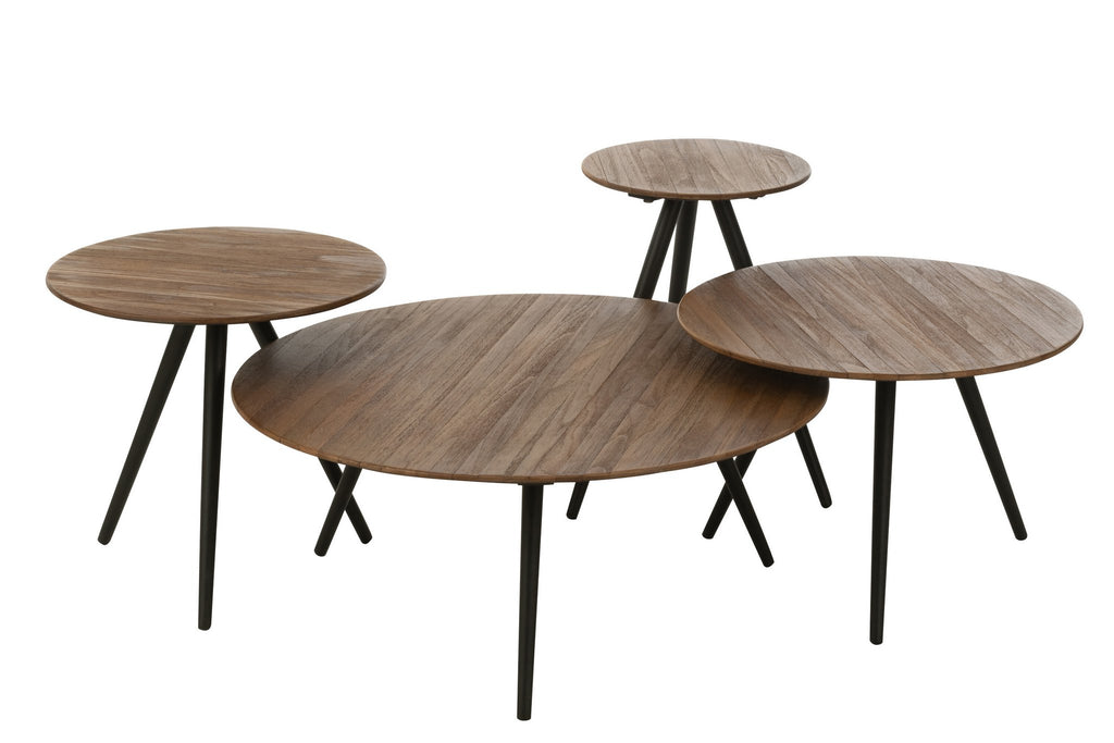 J-Line tafel Rond Gerecycleerd Teak - hout - naturel