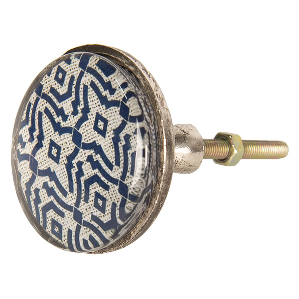 Deurknop Ø 5 cm blauw ijzer meubelknop