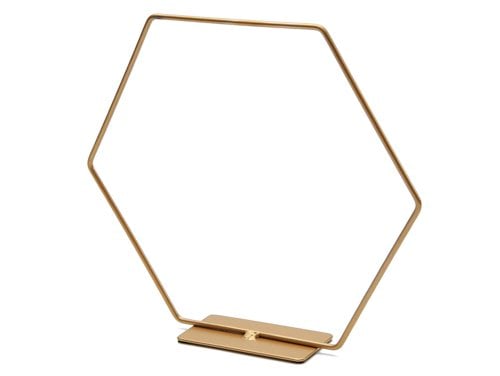 Metaal hexagon op voet 30cm goud