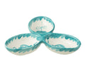 J-Line serveerschaal Granada Clover - keramiek - wit/aqua