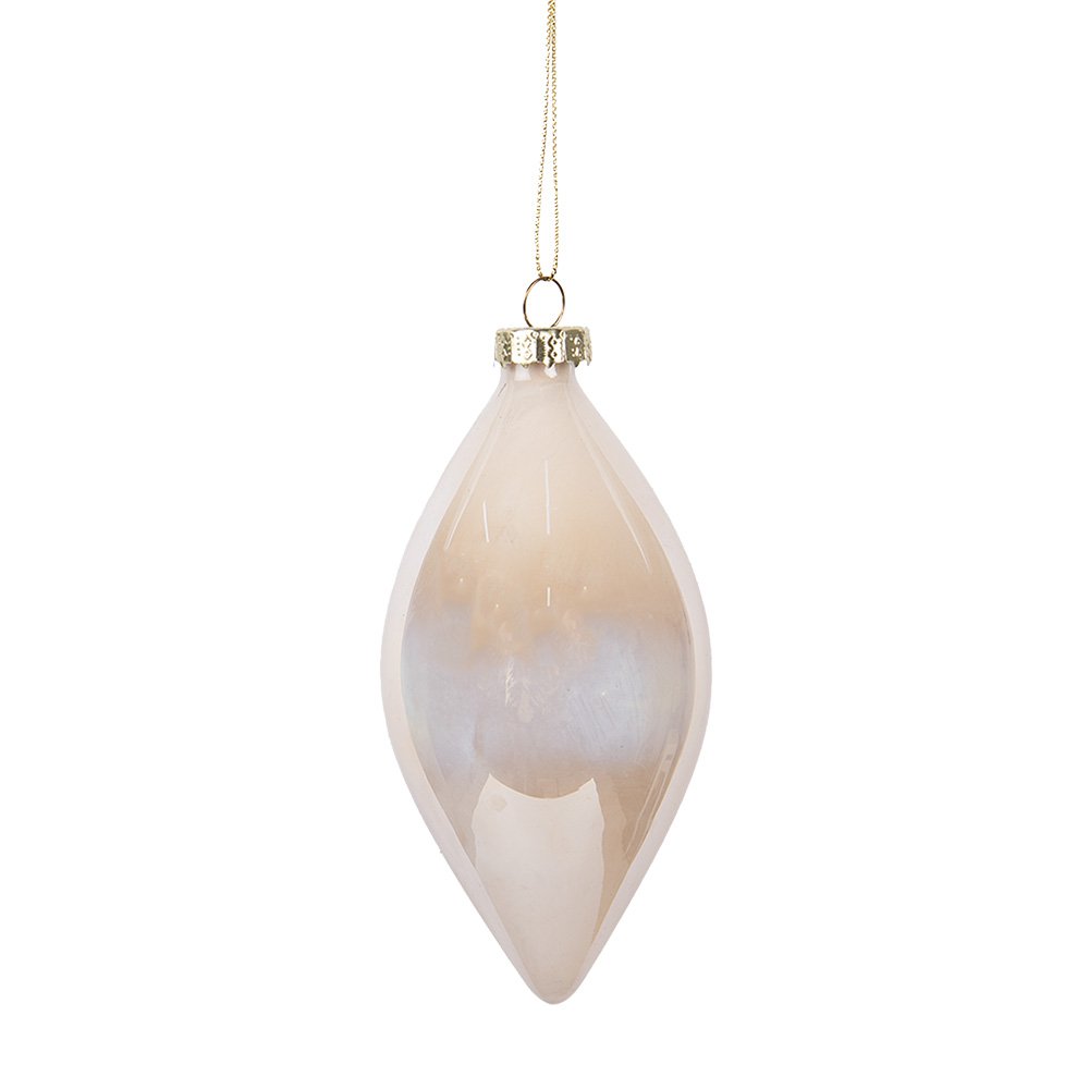Kerstbal Ø 7x13 cm Beige Glas