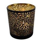 Theelichthouder jaguar print mat zwart large 18cm