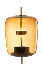 J-Line vloerlamp - glas - bruin - LED lichtjes