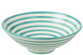 J-Line kom Granada Stripes - keramiek - wit/aqua