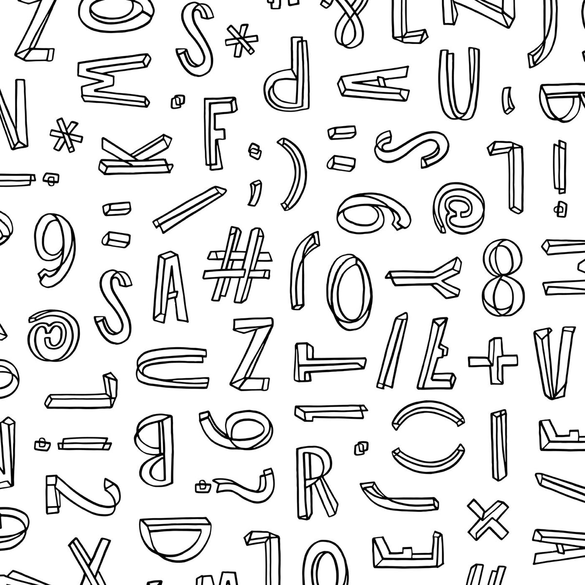 Typo Graphic - Zijdepapier vellen 50x70cm - zwart