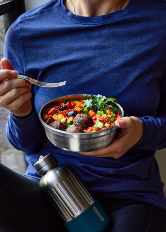 Black+Blum Steel food Bowl Small - Meal prep - Ø170mm - H 59mm - Grijs/Rood