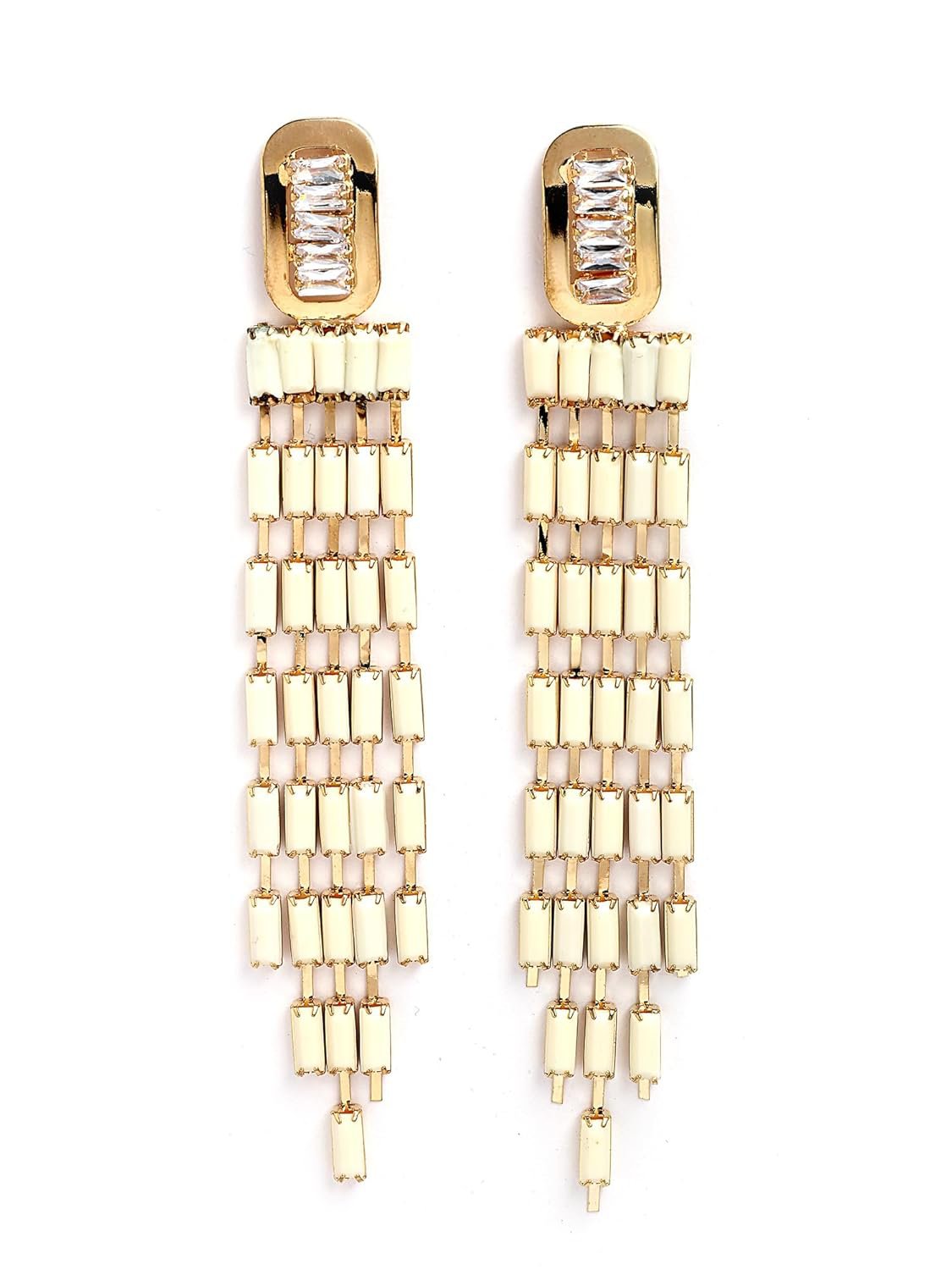 Eigentijdse witte oorbellen – mode-sieraden voor dames – vergulde afwerking – winkelvoorraad