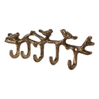 Wandkapstok 5 Haken Vogels 18x2x6 cm Goudkleurig Metaal