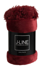 J-Line Plaid Pompon - polyester - rood - 170 x 130 cm