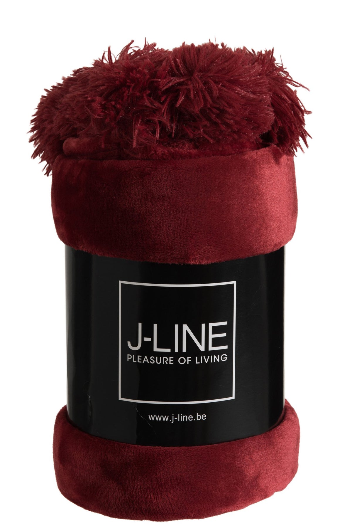J-Line Plaid Pompon - polyester - rood - 170 x 130 cm