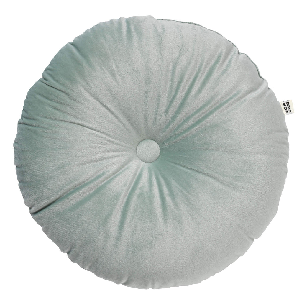 Dutch Decor Olly - Kussen Ø38 cm - Rond fluweel - Jadeiet - Groen