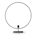 Metalen ring met kaarshouder op voet 'ring' zwart h45 d40 cm
