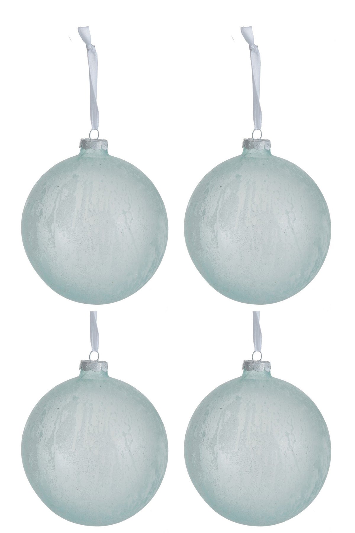 J-Line kerstbal - glas - lichtgroen - large - doos van 4