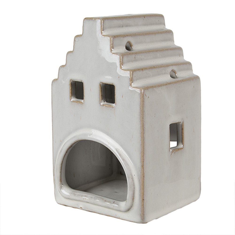 Waxinelichthouder Huis 14 cm Beige Porselein