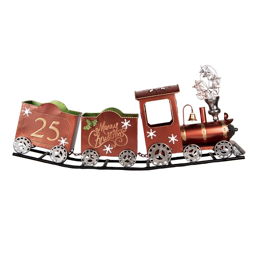 Kerstdecoratie Beeld Trein 79x15x37 cm Rood Metaal