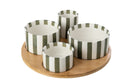J-Line aperoset Gestreept - steengoed - olijfgroen/wit