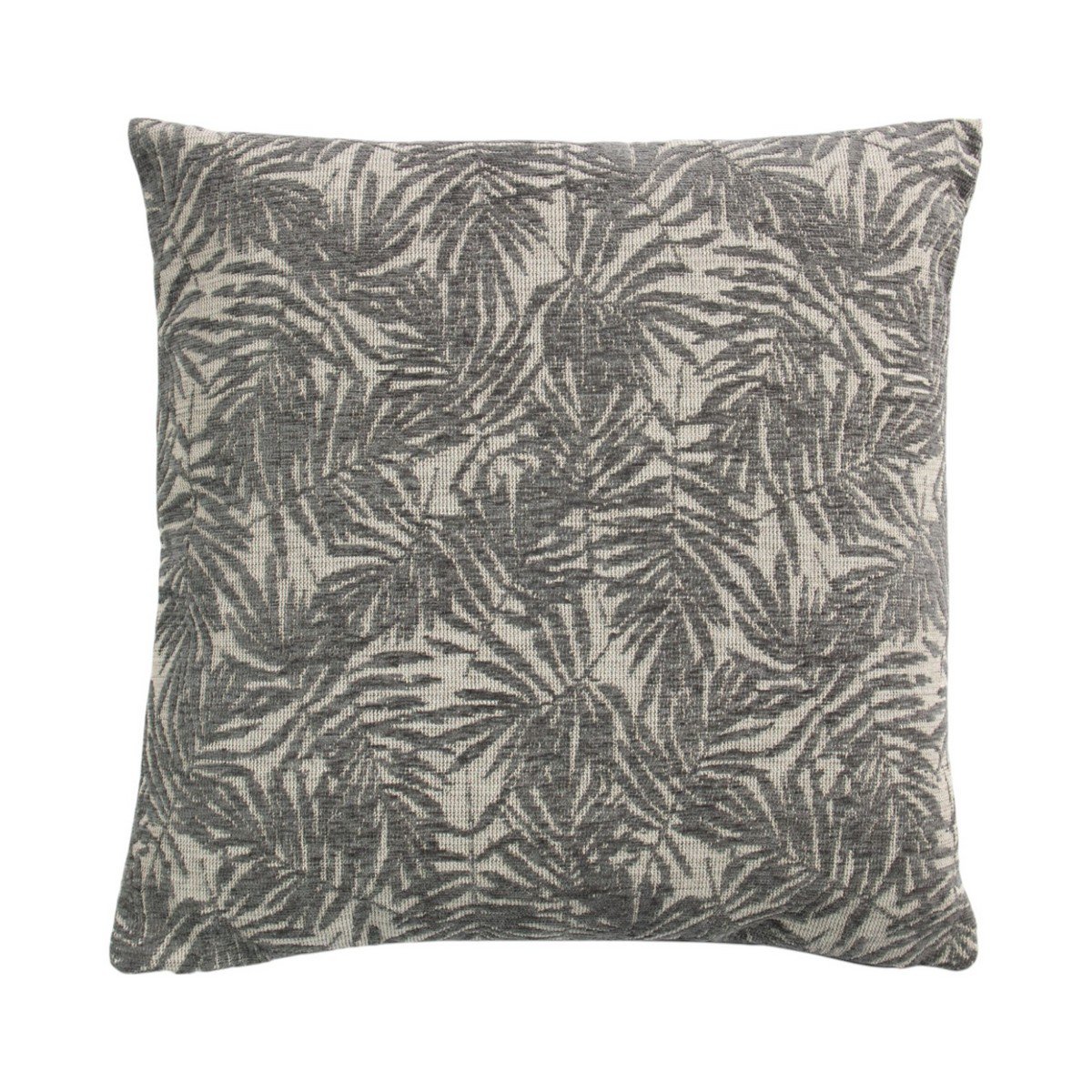 Kussen Jacquard bladeren grijs 45x45cm