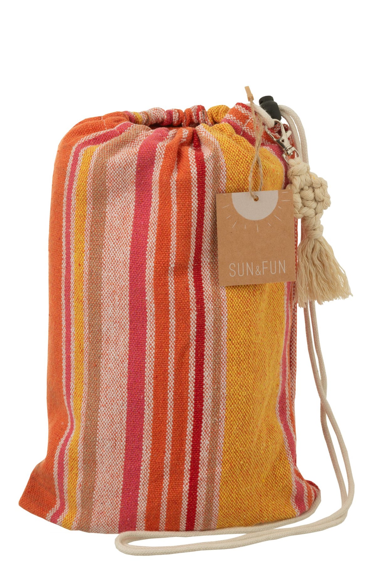 J-Line Hangmat Strepen Katoen/Polyester Oranje+Mix