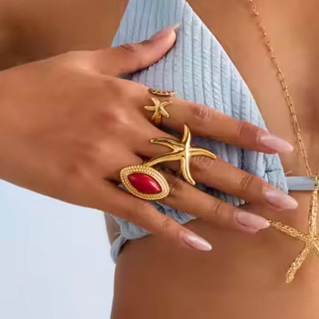 Louiz Ring met Zeester en Schelp