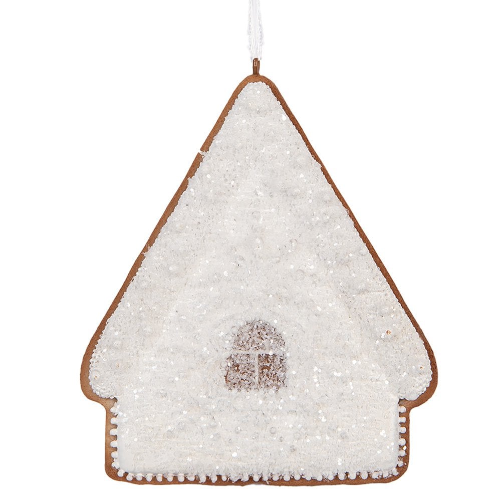 Kersthanger Gingerbread house 9x1x10 cm Wit Kunststof