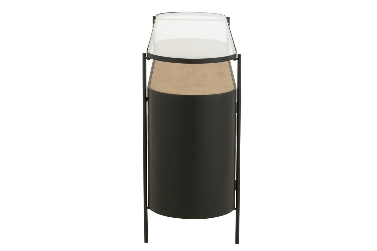 J-Line kast Ovy - ijzer - naturel/zwart